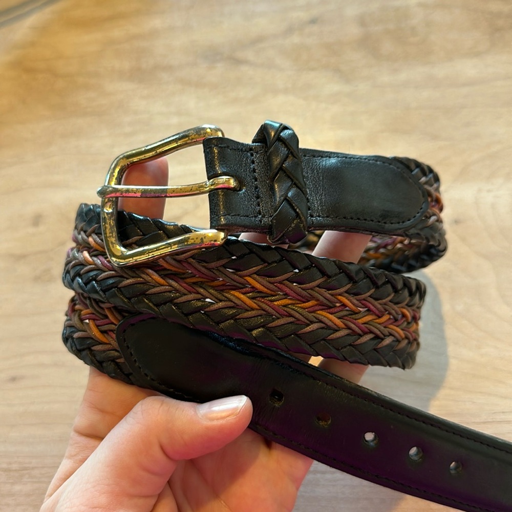 Torino braided brown red orange silver buckle